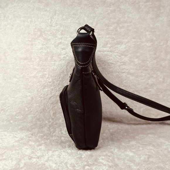 Tignanello Crossbody Shoulder Bag Black Pebbled Leather Organizer Purse Clean - Picture 2 of 11